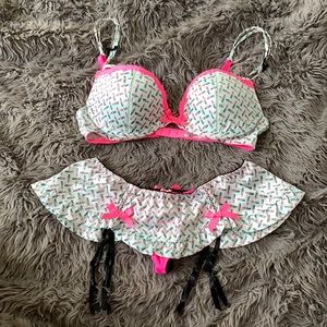 Victoria’s Secret lipstick bra and thong lingerie